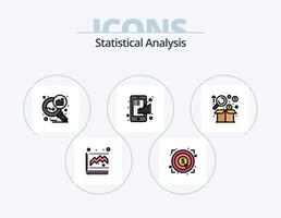 statistico analisi linea pieno icona imballare 5 icona design. diagramma. arco. e-commerce. tavola. shopping vettore