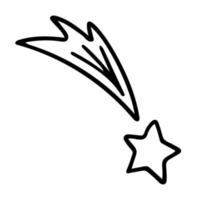 scarabocchio di stella con splendente coda. mano disegnato vettore illustrazione di celeste corpo. bene per colorazione pagina libro o formazione scolastica ragazzo design.