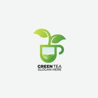 icona logo verde tè vettore pendenza colore