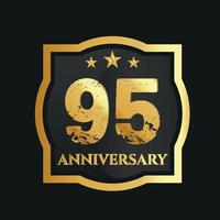 festeggiare 95 ° anni anniversario con d'oro confine e stelle su buio sfondo, vettore design.