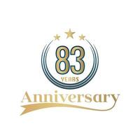 83 anno anniversario vettore modello design illustrazione. oro e blu colore design con nastro