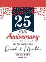 25 anni anniversario logo celebrazione con amore per celebrazione evento, compleanno, nozze, saluto carta, e invito vettore