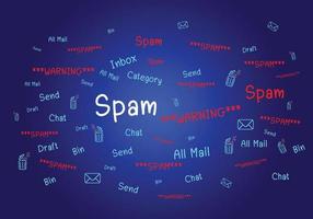 concetto di e-mail e computer virus. revisione il concetti di Internet sicurezza, spam e e-marketing su schermo. spam e-mail apparire avvertimenti. vettore
