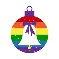 arcobaleno lgbt Natale palla decorazione con campana vettore