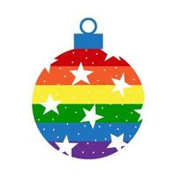 arcobaleno lgbt Natale palla decorazione con ornamento vettore