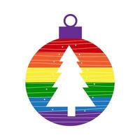 arcobaleno lgbt Natale palla decorazione con albero vettore