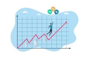 interesse Vota escursione dovuto per globale inflazione percentuale crescente su, alimentato o centrale banca monetario politica, uomo d'affari hold percentuale palloncini simbolo vettore