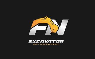 fn logo scavatrice per costruzione azienda. pesante attrezzatura modello vettore illustrazione per il tuo marca.