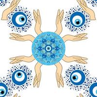 il male occhio senza soluzione di continuità modello. Magia, stregoneria, occulto simbolo, linea arte collezione. hamsa occhio, magico occhio, arredamento elemento. vettore