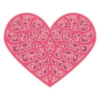 astratto ornamentale cuore sagomato 3d. ritagliare merlettato ornato cuore. San Valentino giorno saluto carta. laser taglio design vettore