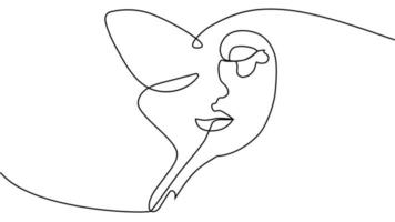 astratto viso con farfalla uno linea disegno. portret minimalista stile vettore