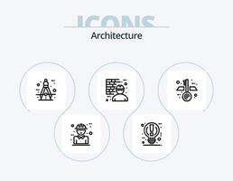 architettura linea icona imballare 5 icona design. disegno. attività commerciale. vero proprietà. blu Stampa. Piano vettore
