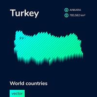 stilizzato neon semplice digitale isometrico a strisce vettore tacchino 3d carta geografica nel verde, turchese colori