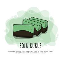 bolu cucù torta nel cartone animato design. bolu cucù è il nome di un' torta quello può essere trovato nel Indonesia vettore