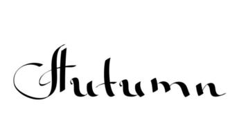 Ciao autunno lettering testo. inchiostro spazzola penna vettore calligrafia. mano lettering di stagione frase.