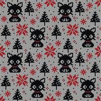 a maglia Natale e nuovo anno modello nel gatti. lana maglieria maglione design. sfondo involucro carta tessile Stampa. eps 10 vettore