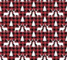 bufalo plaid Natale tintinnio campane su il sfondo di il musica pagina. festivo senza soluzione di continuità modello. vettore illustrazione.