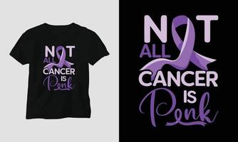non tutti cancro è rosa - mondo cancro giorno design con nastro, cartello, amore, cazzotto, e farfalla vettore