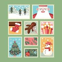 impostato di Natale francobolli vettore