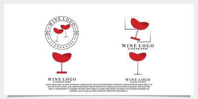 impostato di vino bicchiere logo design modello vettore