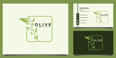 oliva olio logo design e attività commerciale carta vettore