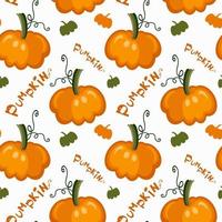 autunno accogliente modello di luminosa zucche e mano disegnato lettering zucca vettore