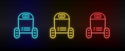 neon icone. robot macchina. impostato di rosso, blu, giallo neon vettore icona su scurire sfondo