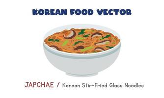 coreano japchae - coreano Saltato in padella bicchiere tagliatelle piatto vettore design illustrazione, clipart cartone animato stile. asiatico cibo. coreano cucina. coreano cibo