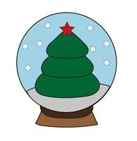 Natale neve palla con albero e fiocchi di neve. vettore illustrazione icona e etichetta. natale decorazione design. vacanza simbolo.
