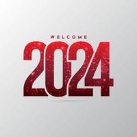 rosso pendenza nuovo anno 2024 design sfondo con scintillante splendore effetto. vettore