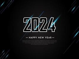 moderno contento nuovo anno 2024 design sfondo con Memphis e geometrico stile vettore. vettore