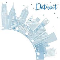 schema detroit Michigan Stati Uniti d'America città orizzonte con blu edifici e copia spazio. vettore