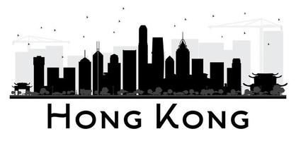 sagoma in bianco e nero dell'orizzonte della città di hong kong. vettore