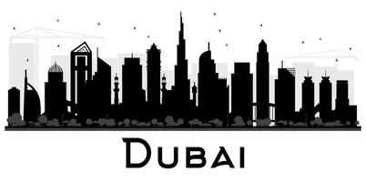 dubai Emirati Arabi Uniti città orizzonte nero e bianca silhouette. vettore