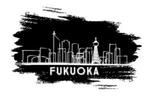 fukuoka Giappone orizzonte silhouette. mano disegnato schizzo. vettore