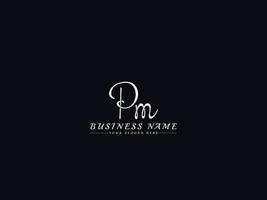 iniziale pm firma logo, unico pm logo lettera design vettore