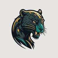 nero pantera giaguaro viso logo portafortuna icona selvaggio animale personaggio vettore logo