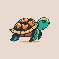 carino tartaruga logo portafortuna icona mare animale personaggio illustrazione nel vettore