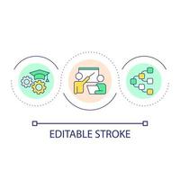 sviluppare professionale abilità ciclo continuo concetto icona. carriera crescita. aumentare lavoro conoscenza e formazione astratto idea magro linea illustrazione. isolato schema disegno. modificabile ictus vettore