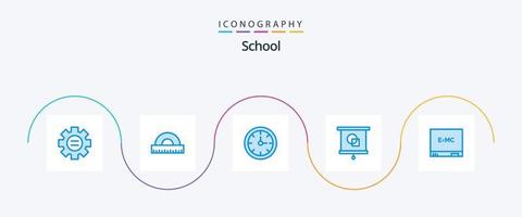 scuola blu 5 icona imballare Compreso formazione scolastica. scuola. allarme. proiettore. dispositivo vettore