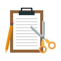 documento appunti con forbici e matita vettore