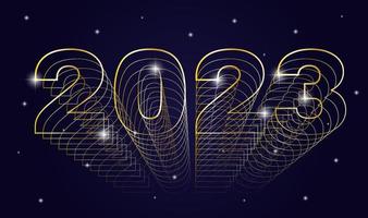 2023 contento nuovo anno saluto carta con oro linea numeri vettore
