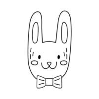 vettore schema coniglietto icona per figli, coniglio scarabocchio silhouette con nastro per nuovo anno