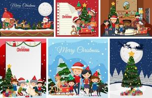 set di cartolina di Natale in bianco o poster isolato vettore