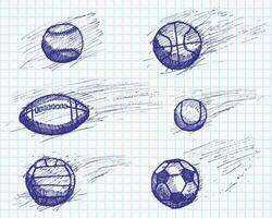 schizzo di palla impostato con ombra ed effetto dinamico vettore