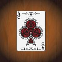 asso di carte da poker club fondo legno verniciato vettore