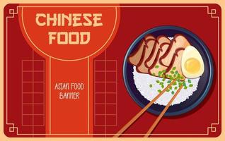 Cinese ristorante aviatore modello. asiatico cibo orizzontale manifesto. colorato vettore illustrazione.