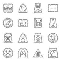 varietà di lineare impronte e francobolli icone vettore