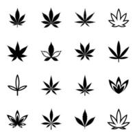 erba e marijuana le foglie glifo icone impostato vettore