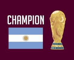 argentina bandiera emblema campione con mondo tazza trofeo finale calcio simbolo design latino America vettore latino americano paesi calcio squadre illustrazione